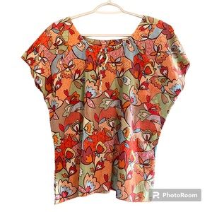 NWT Columbia Heavenly Gauze Batwing Sleeve Floral Colorful Shirt Sz XL